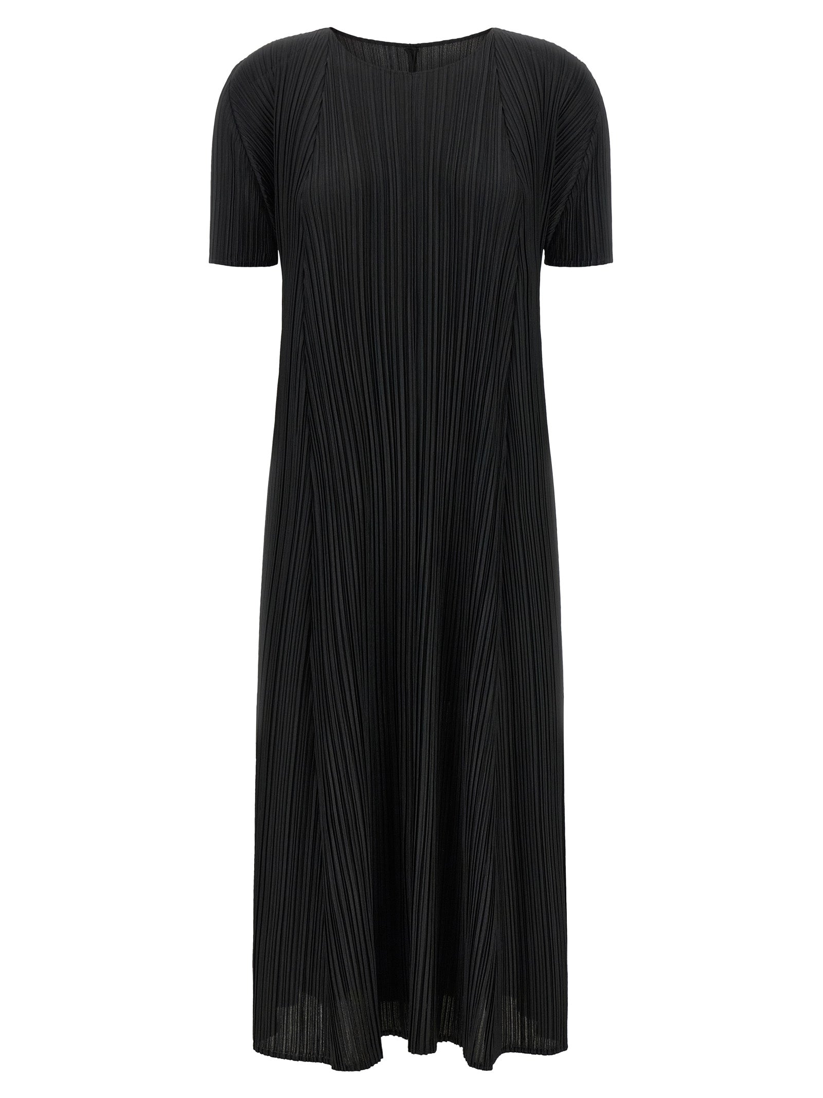 PLEATS PLEASE ISSEY MIYAKE Black Polyester Midi Dress