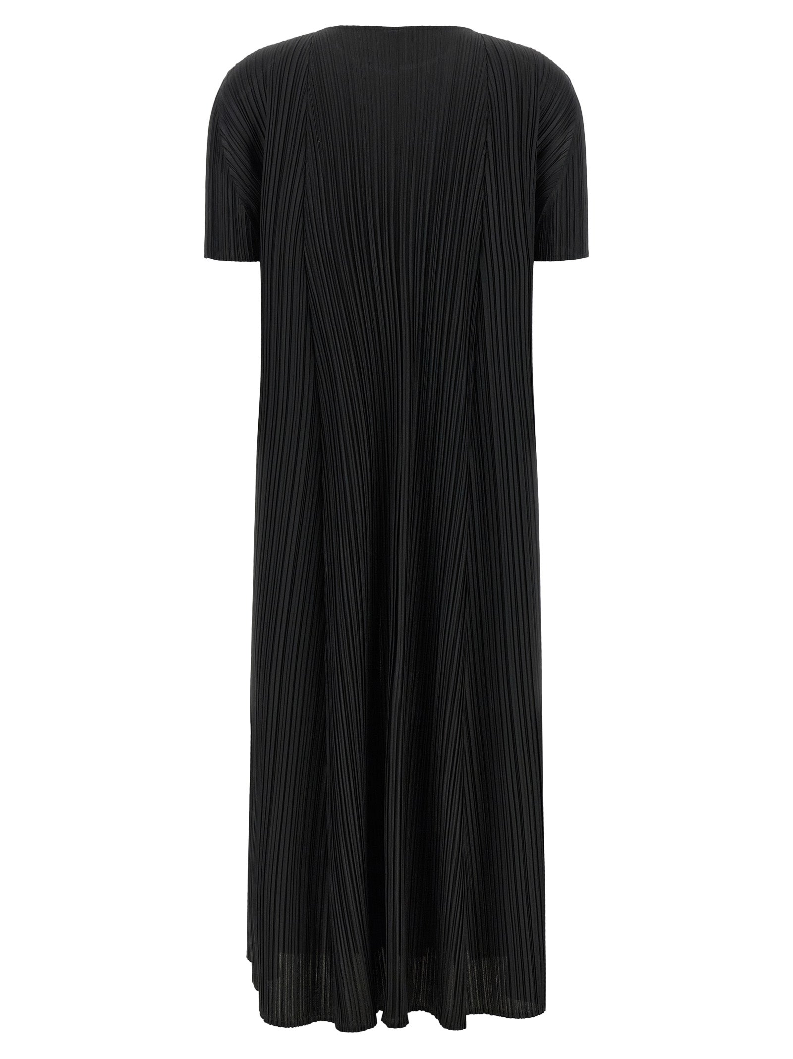 PLEATS PLEASE ISSEY MIYAKE Black Polyester Midi Dress