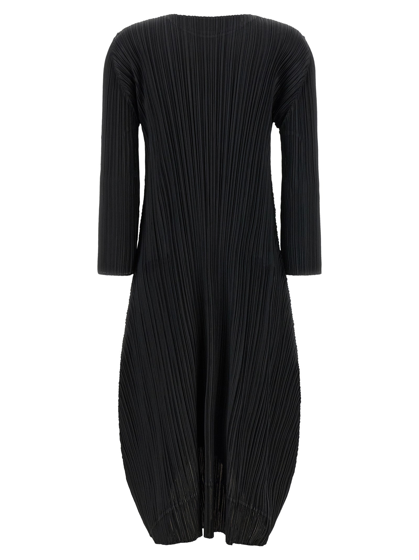 PLEATS PLEASE ISSEY MIYAKE Black Polyester Midi Dress