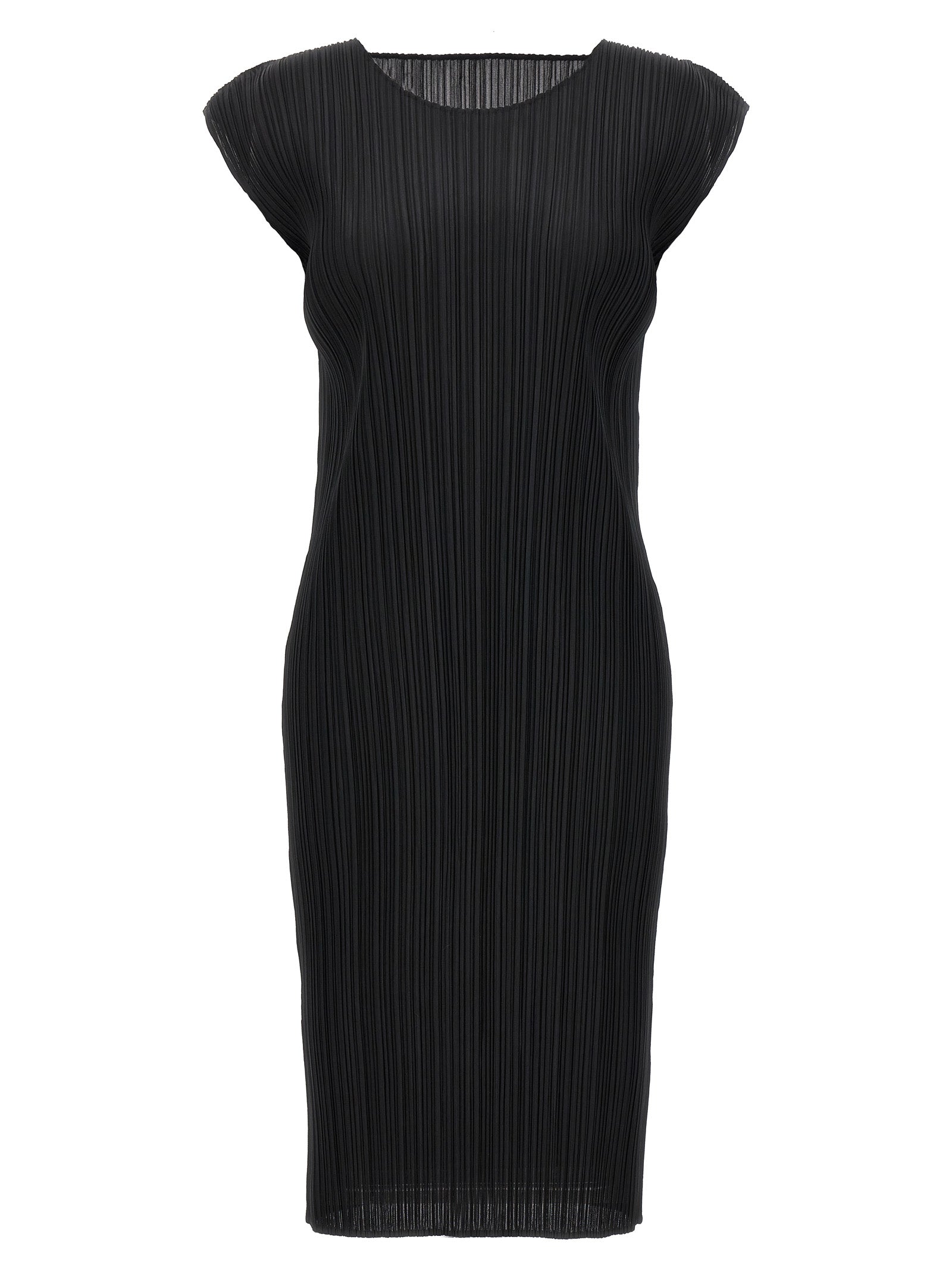 PLEATS PLEASE ISSEY MIYAKE Black Polyester Midi Dress