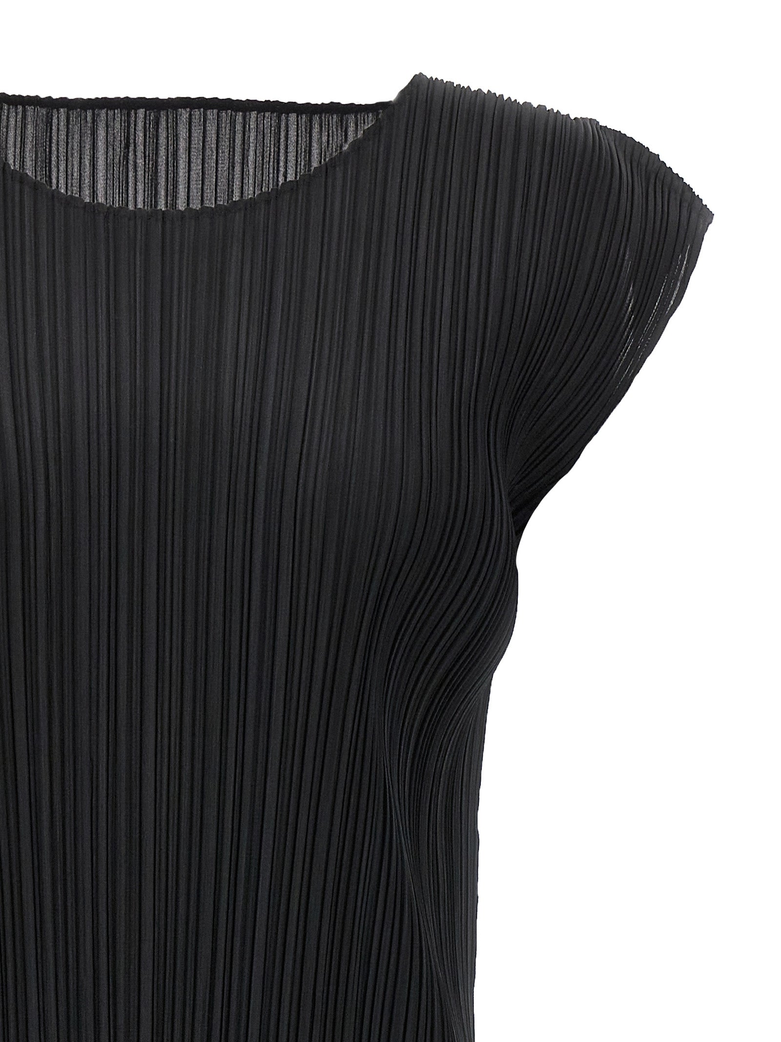 PLEATS PLEASE ISSEY MIYAKE Black Polyester Midi Dress
