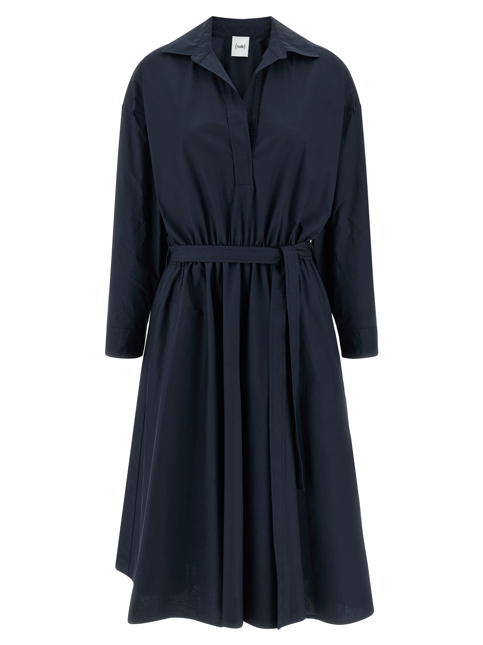 NUDE Blue Cotton Midi Dress