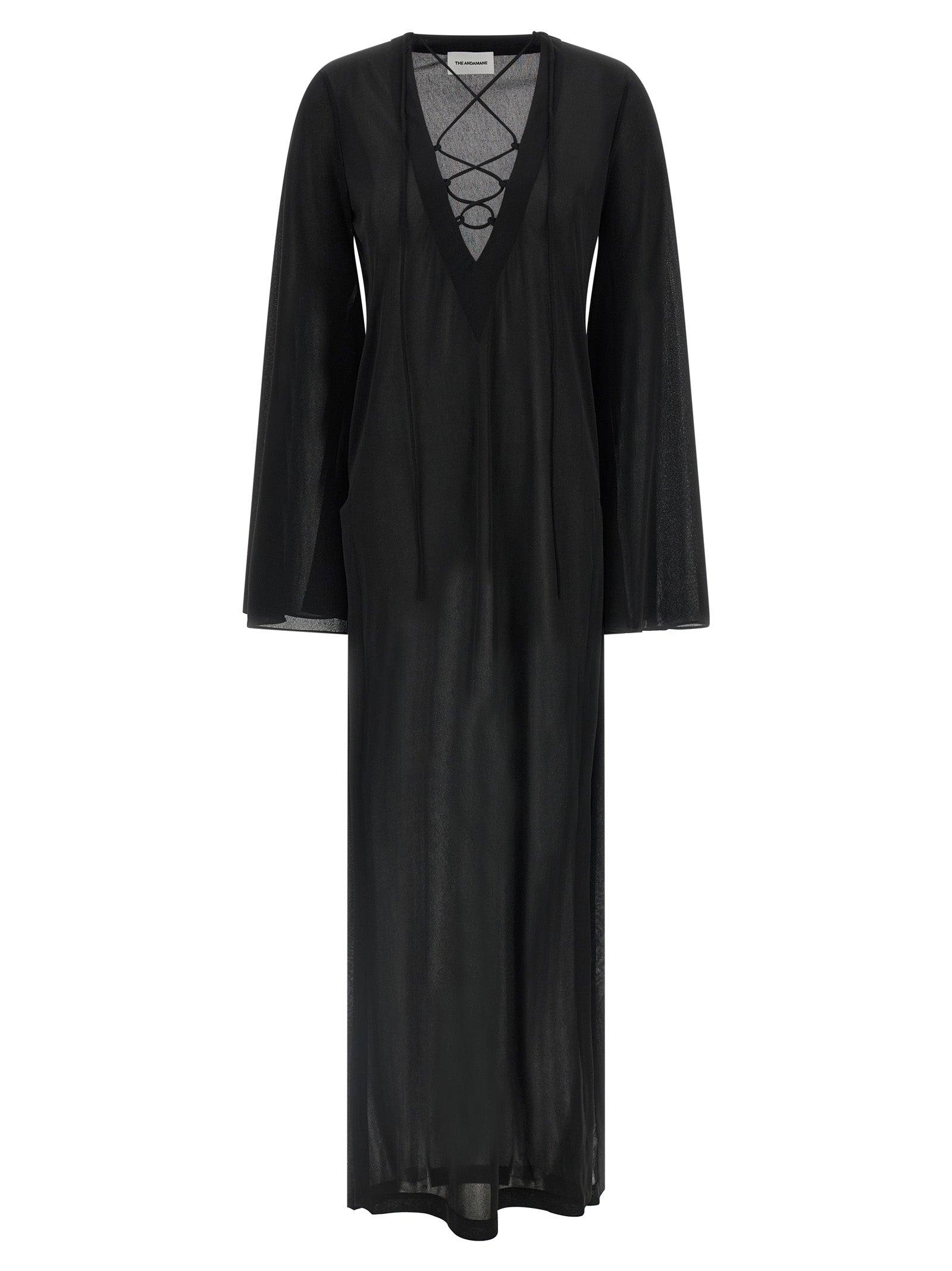 The Andamane Black Polyester Long Dress