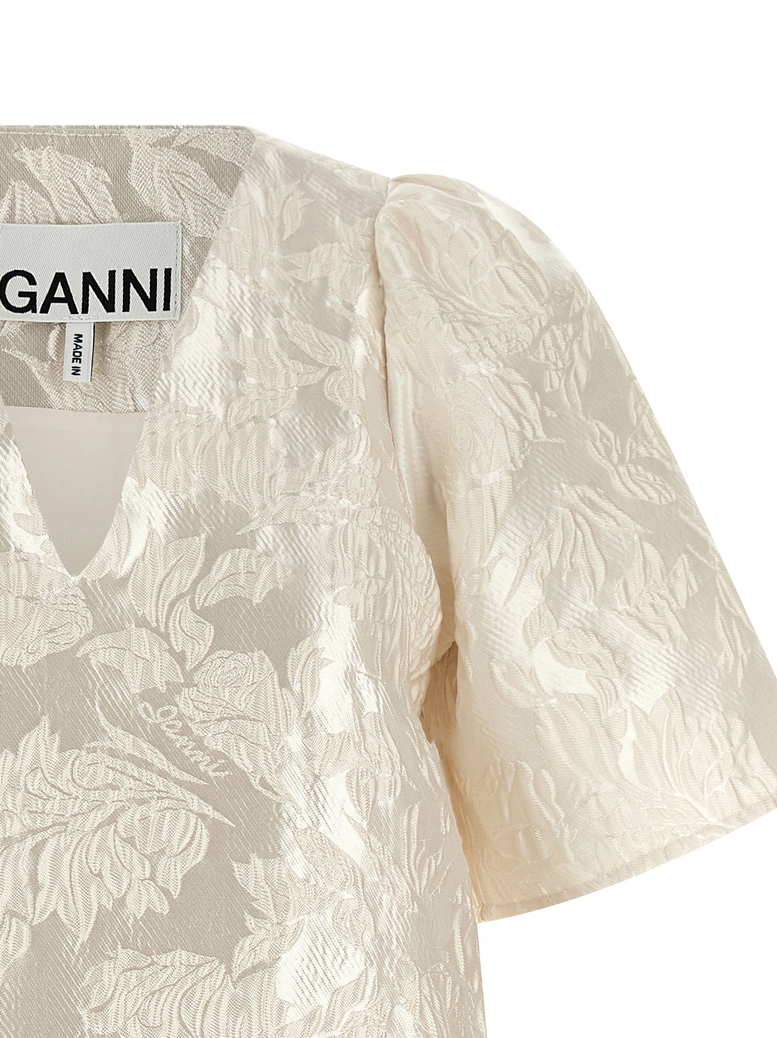 Ganni White Polyester Short Dress