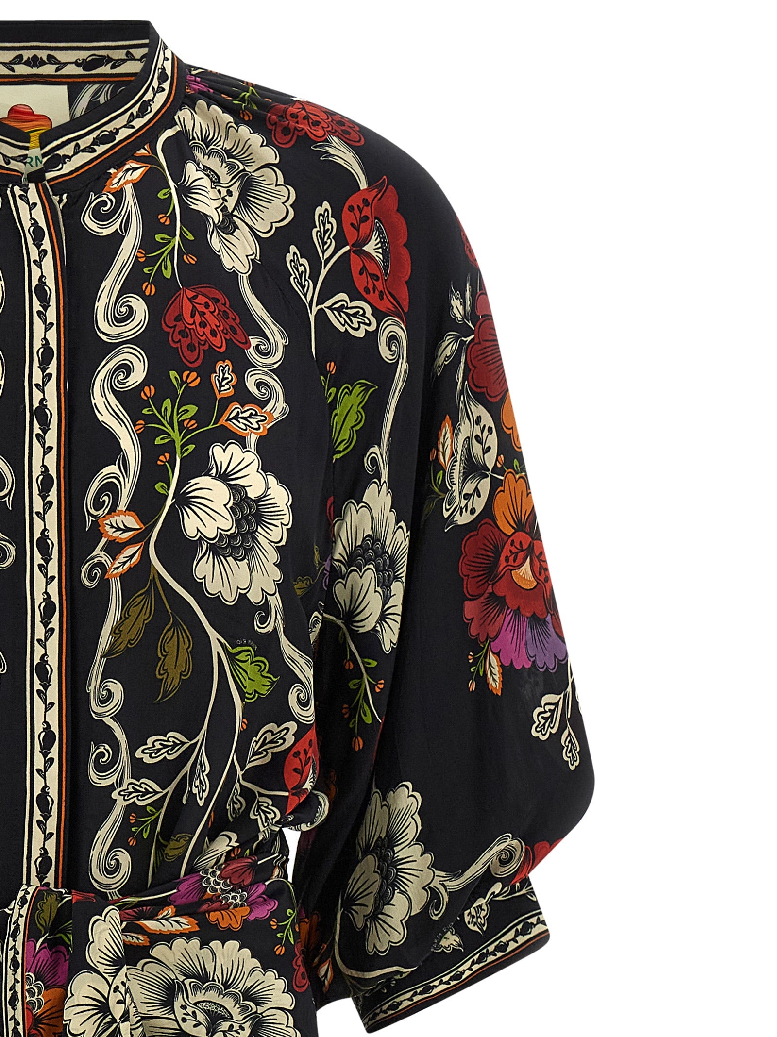 FARM RIO Black Viscose Midi Dress