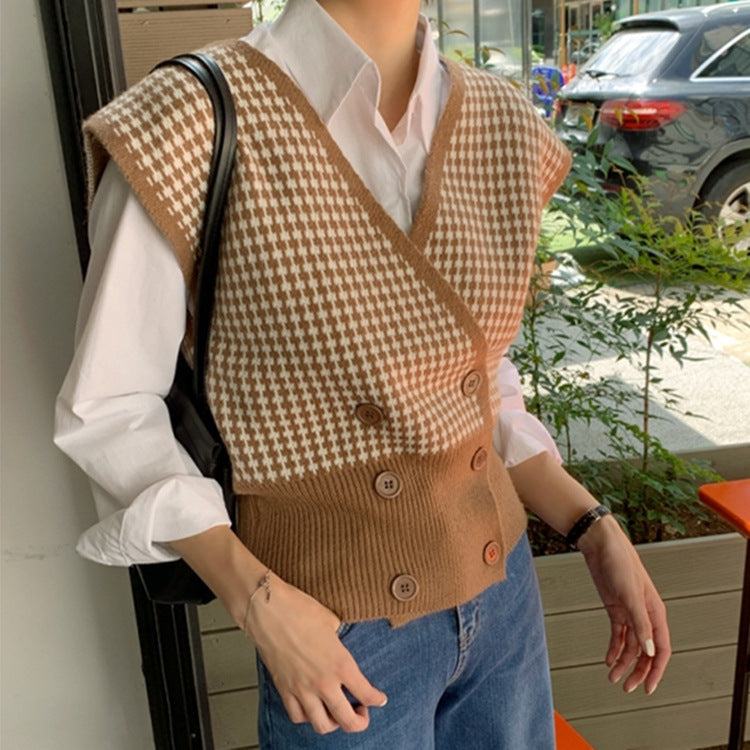 Cardigan Sweater Vest Women Outer Wear Top