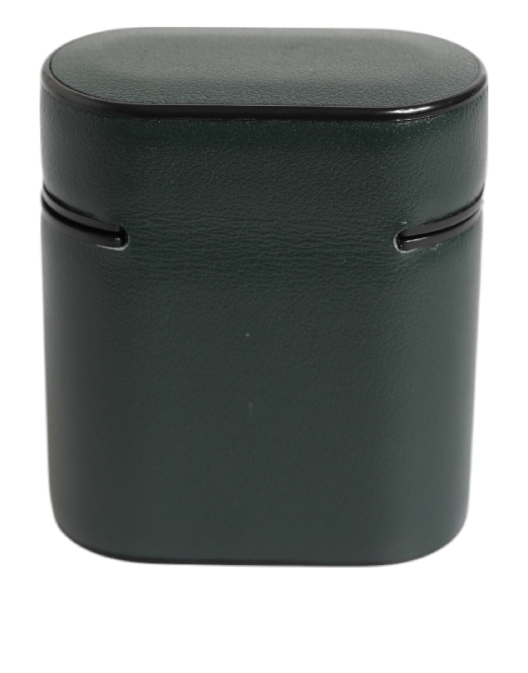 Army Green Calfskin Leather Logo Flip Holder Airpods Case